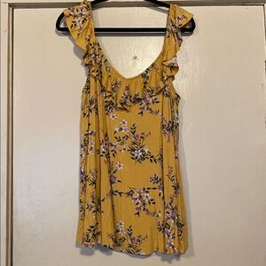 Torrid Yellow Floral Ruffle Tank Top